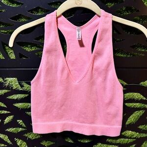 🔥Zenana Pink Ribbed Crop Top, Size L/XL